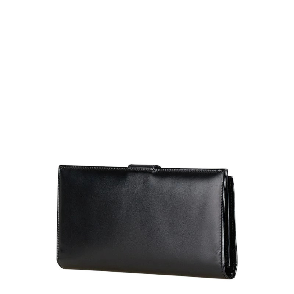 Salvatore Ferragamo Wallet Black Gancini Long Calfskin Black